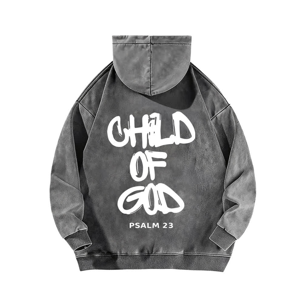 Christianartworkshop Sudadera con capucha lavada con estampado frontal y trasero del Salmo 23, inspirador "Hijo de Dios". - image 13