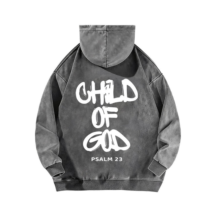 Christianartworkshop Sudadera con capucha lavada con estampado frontal y trasero del Salmo 23, inspirador "Hijo de Dios". - image 13