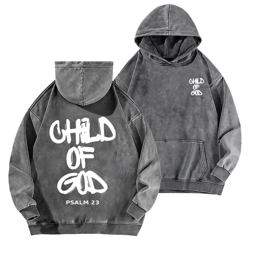 Christianartworkshop Sudadera con capucha lavada con estampado frontal y trasero del Salmo 23, inspirador "Hijo de Dios". - Gris - 5XL - image 12