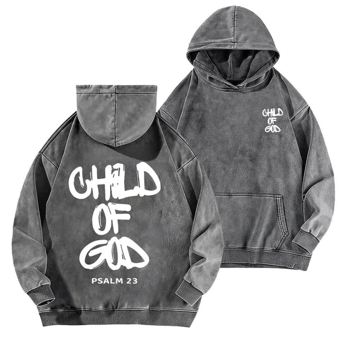 Christianartworkshop Sudadera con capucha lavada con estampado frontal y trasero del Salmo 23, inspirador "Hijo de Dios". - Gris - 5XL - image 12