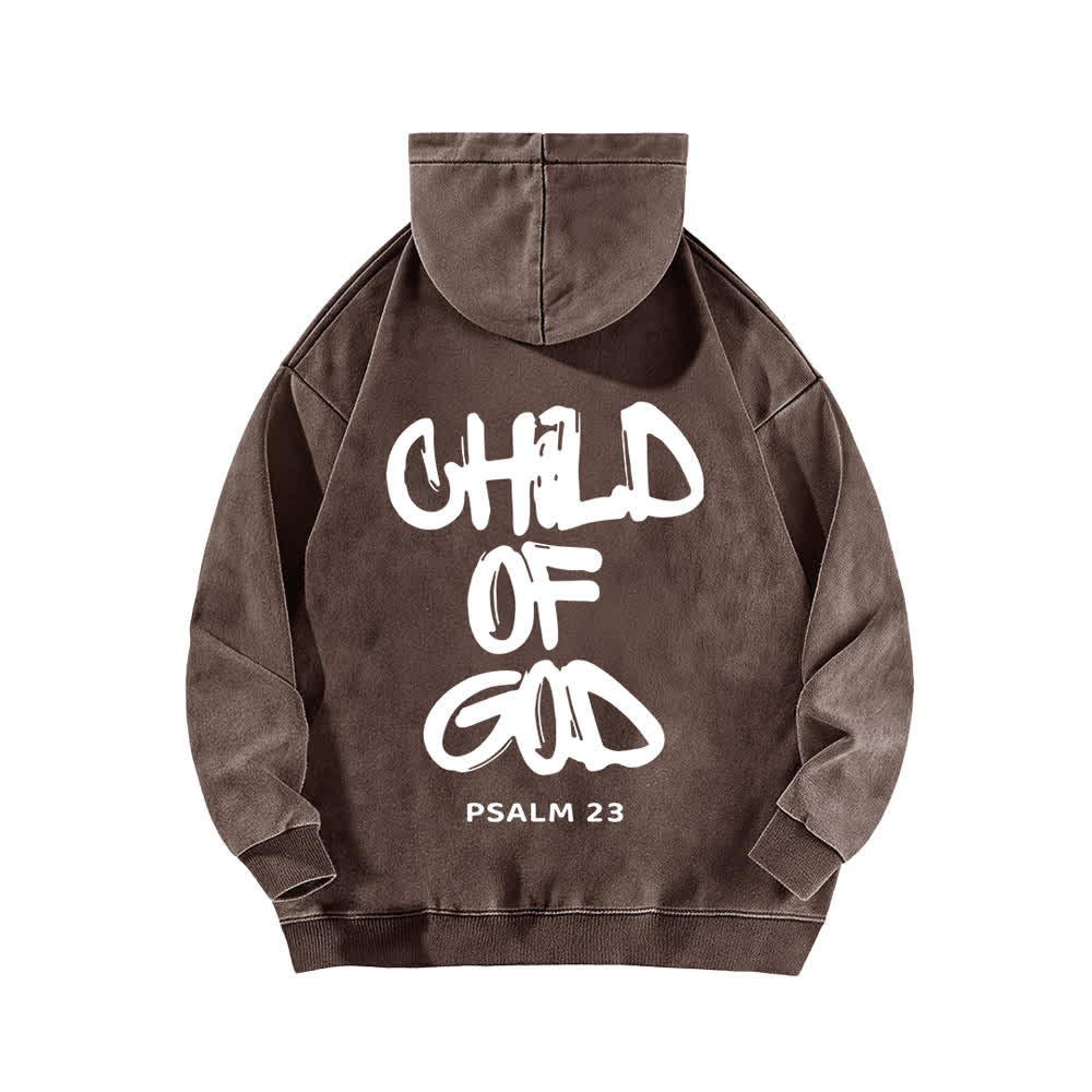 Christianartworkshop Sudadera con capucha lavada con estampado frontal y trasero del Salmo 23, inspirador "Hijo de Dios". - image 10
