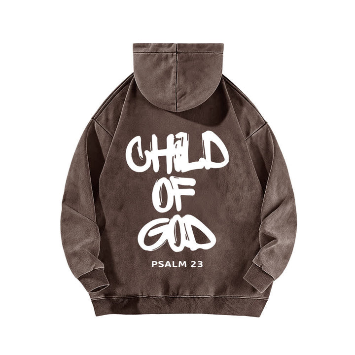 Christianartworkshop Sudadera con capucha lavada con estampado frontal y trasero del Salmo 23, inspirador "Hijo de Dios". - image 10