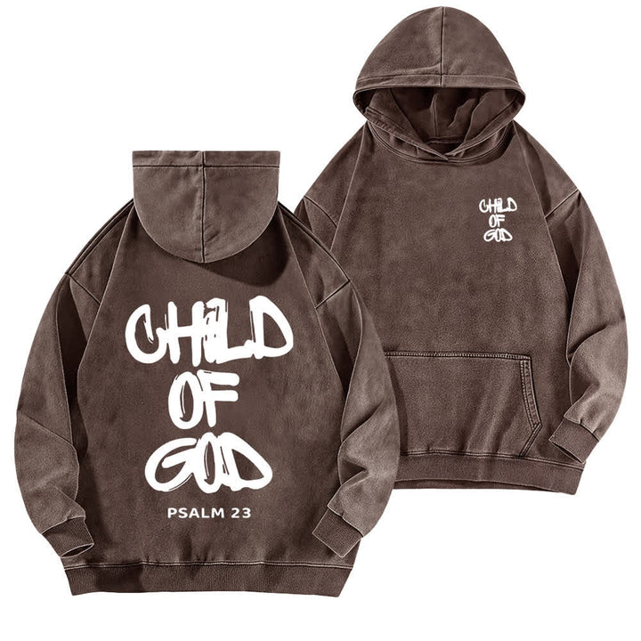 Christianartworkshop Sudadera con capucha lavada con estampado frontal y trasero del Salmo 23, inspirador "Hijo de Dios". - Marrón - 5XL - image 9