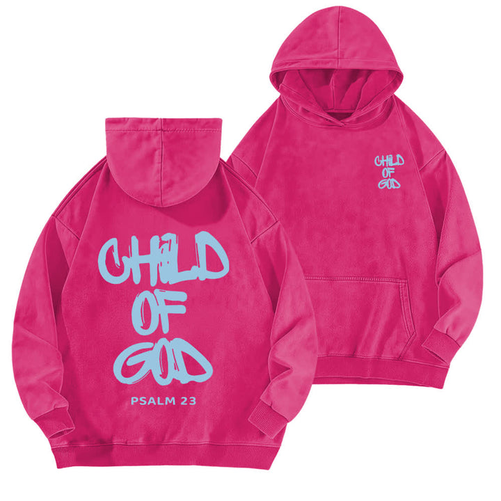 Christianartworkshop Sudadera con capucha lavada con estampado frontal y trasero del Salmo 23, inspirador "Hijo de Dios". - Rosa - 5XL - image 15