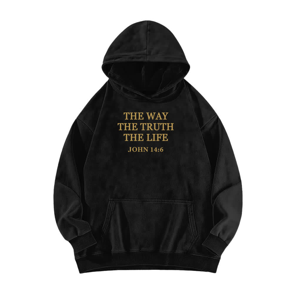 Christianartworkshop Sudadera con capucha estilo vintage "The Way The Truth The Life" - Negro - 5XL - image 0