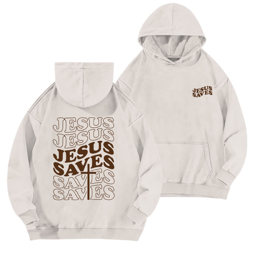 Christianartworkshop Sudadera con capucha lavada con estampado vintage de Jesús salva - Blanco - 5XL - image 0