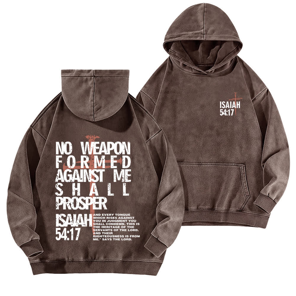 Christianartworkshop Sudadera lavada con el lema "Ningún arma se ha formado contra mí" - Marrón - 5XL - image 12
