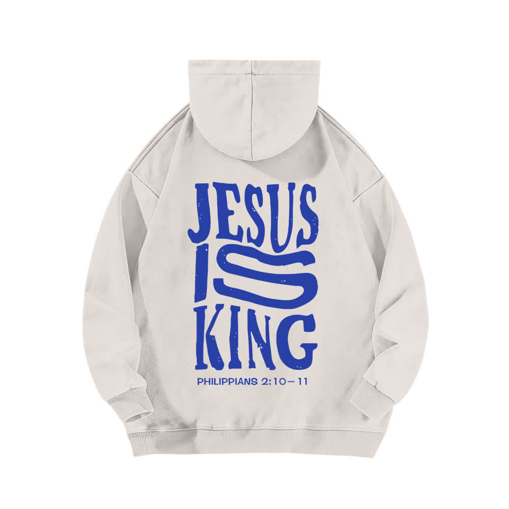Christianartworkshop Sudadera con capucha lavada con estampado frontal y trasero de "Jesús es Rey" - image 13