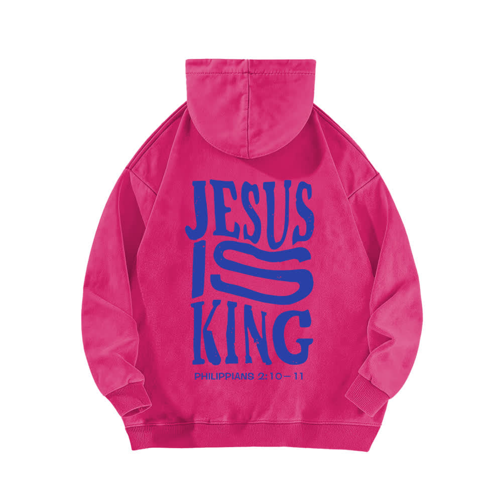 Christianartworkshop Sudadera con capucha lavada con estampado frontal y trasero de "Jesús es Rey" - image 16