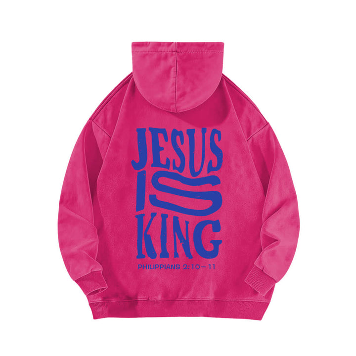 Christianartworkshop Sudadera con capucha lavada con estampado frontal y trasero de "Jesús es Rey" - image 16