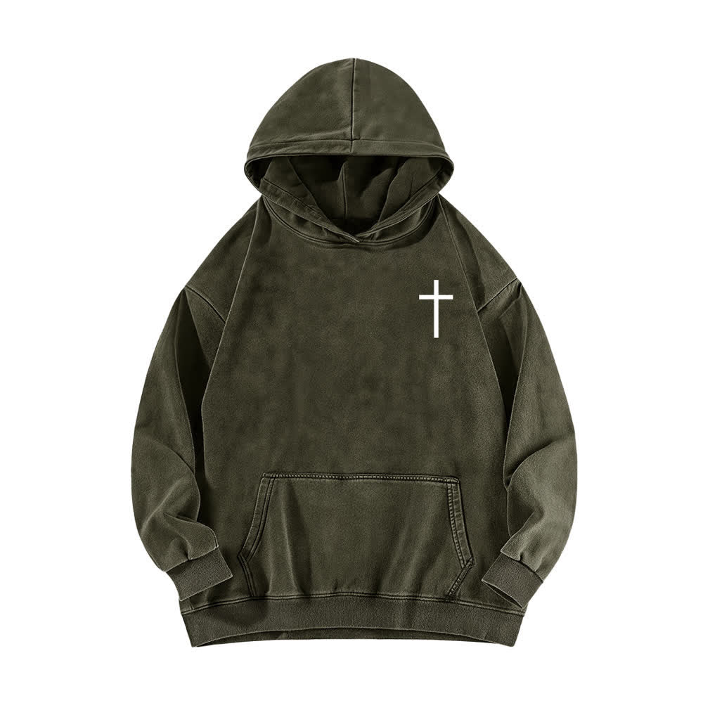 Christianartworkshop Sudadera con capucha lavada "Jesús es Rey Corona de Espinas" - image 11