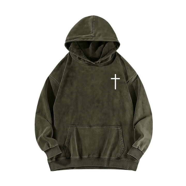 Christianartworkshop Sudadera con capucha lavada "Jesús es Rey Corona de Espinas" - image 11