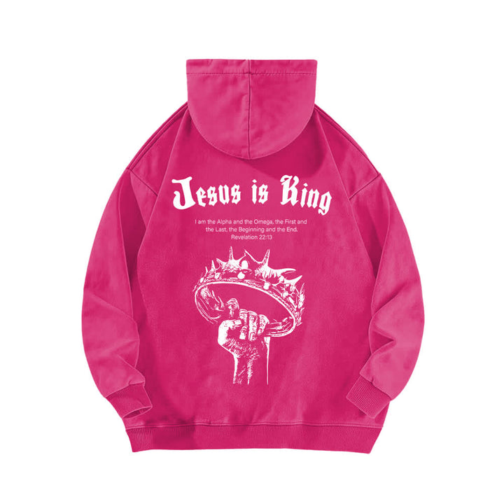 Christianartworkshop Sudadera con capucha lavada "Jesús es Rey Corona de Espinas" - image 16