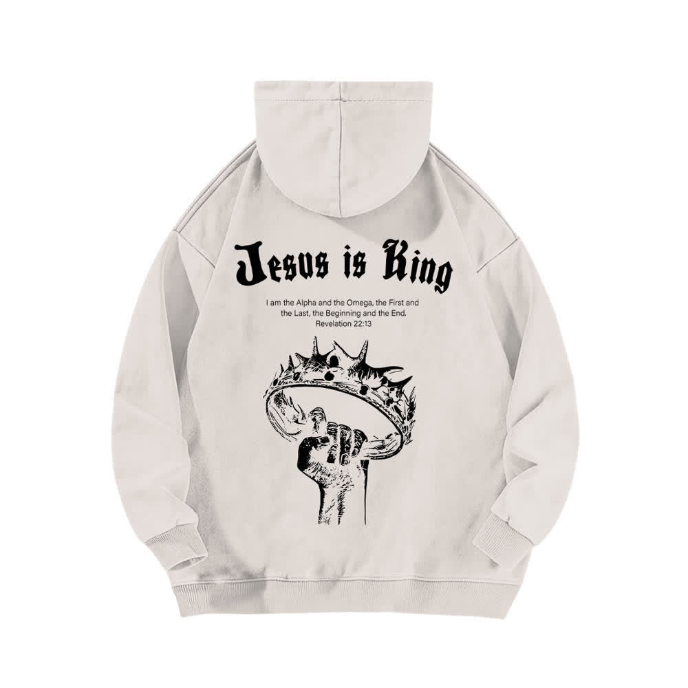 Christianartworkshop Sudadera con capucha lavada "Jesús es Rey Corona de Espinas" - image 1