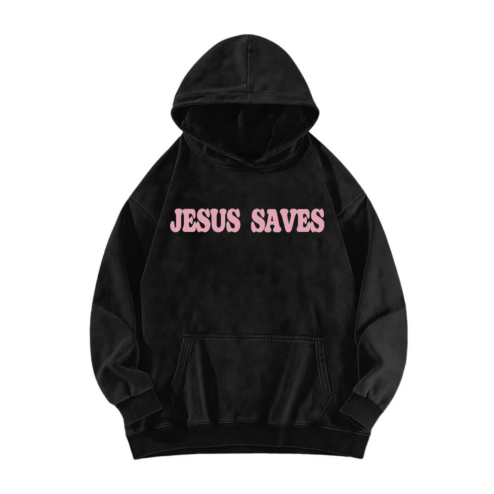 Christianartworkshop Sudadera con capucha lavada con el lema "Jesús salva, buenas noticias" por delante y por detrás. - image 2