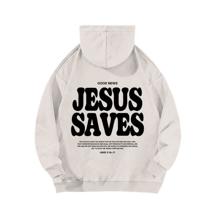 Christianartworkshop Sudadera con capucha lavada con el lema "Jesús salva, buenas noticias" por delante y por detrás. - image 13