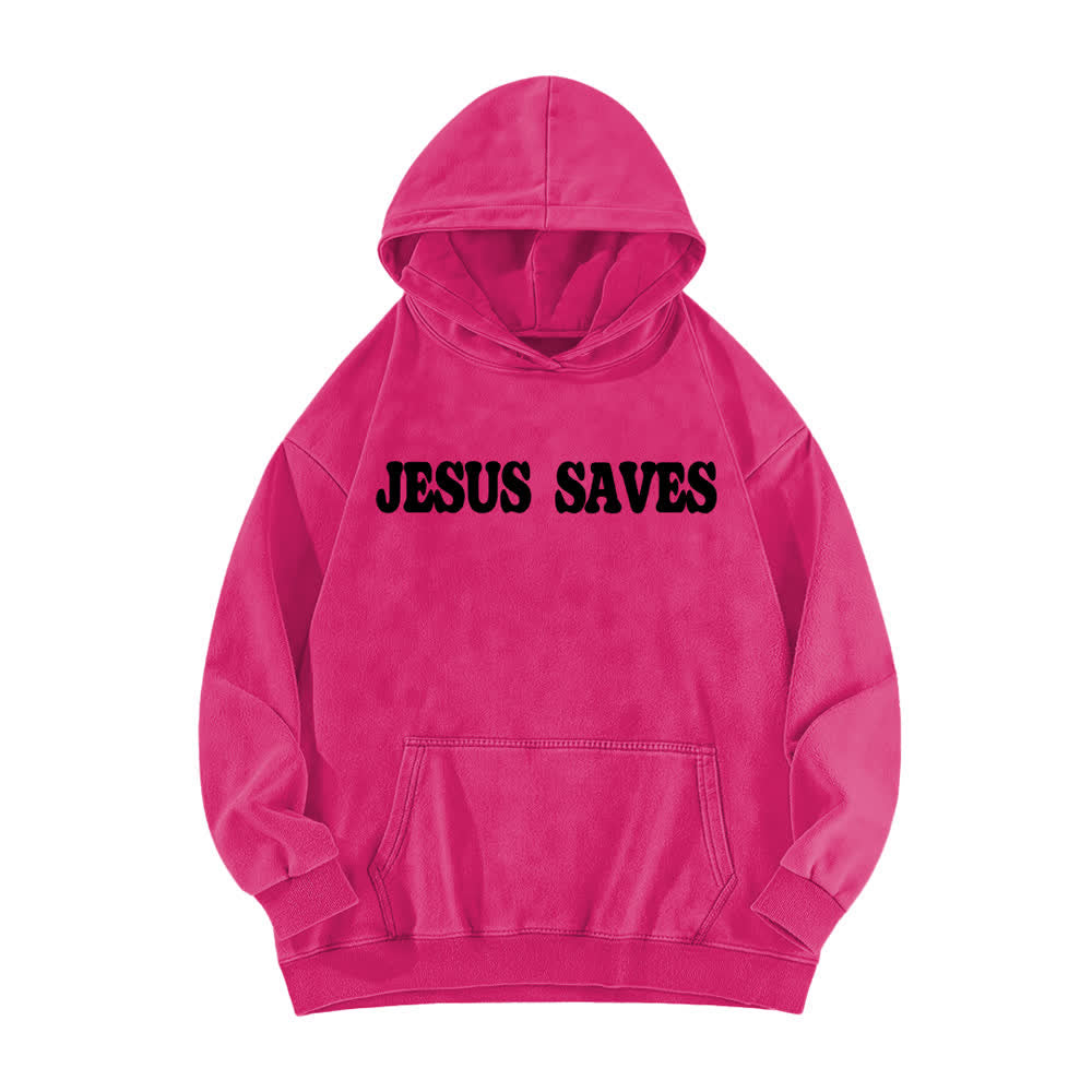 Christianartworkshop Sudadera con capucha lavada con el lema "Jesús salva, buenas noticias" por delante y por detrás. - image 17
