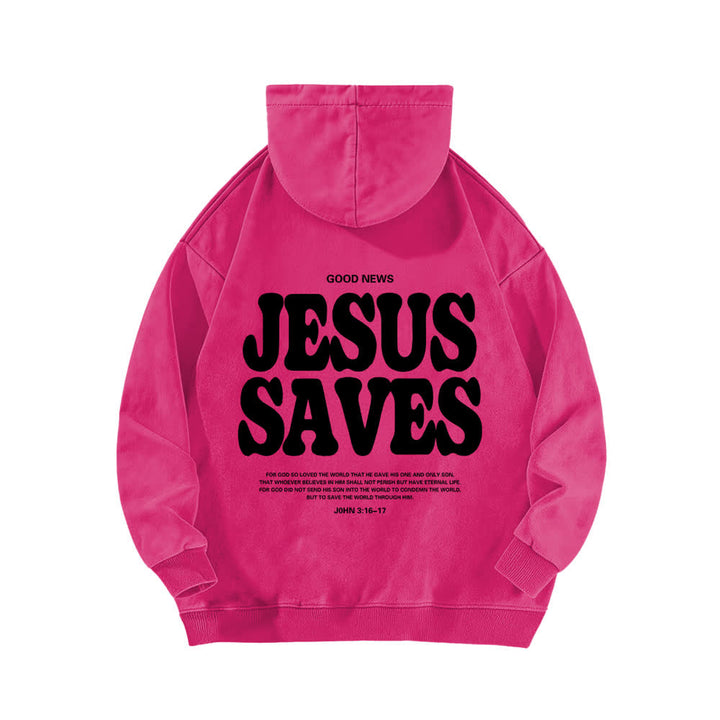 Christianartworkshop Sudadera con capucha lavada con el lema "Jesús salva, buenas noticias" por delante y por detrás. - image 16