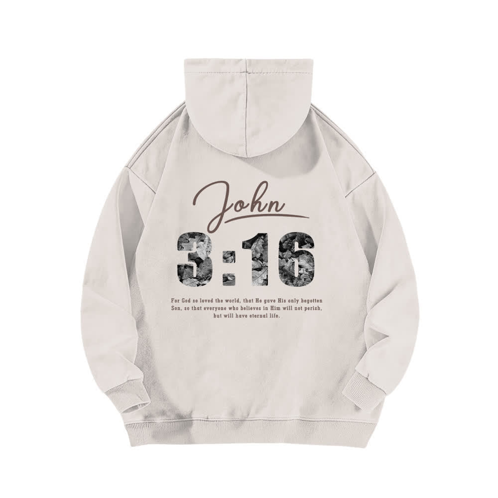 Christianartworkshop Sudadera con capucha lavada con estampado vintage de Juan 3:16 por delante y por detrás. - image 1