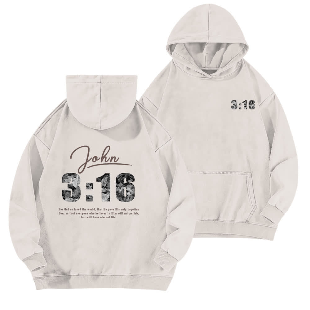 Christianartworkshop Sudadera con capucha lavada con estampado vintage de Juan 3:16 por delante y por detrás. - Blanco - 5XL - image 0