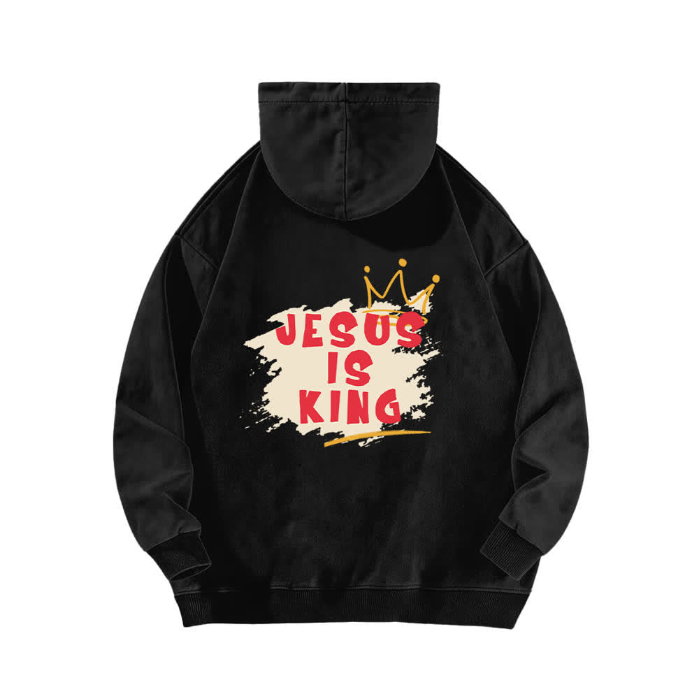 Christianartworkshop Sudadera con capucha lavada con estampado de la corona de Jesús como rey - image 1