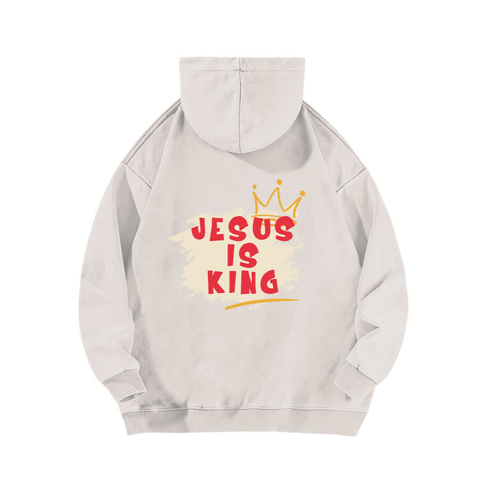 Christianartworkshop Sudadera con capucha lavada con estampado de la corona de Jesús como rey - image 4