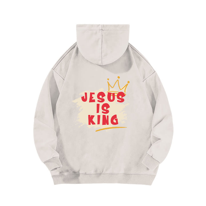 Christianartworkshop Sudadera con capucha lavada con estampado de la corona de Jesús como rey - image 4