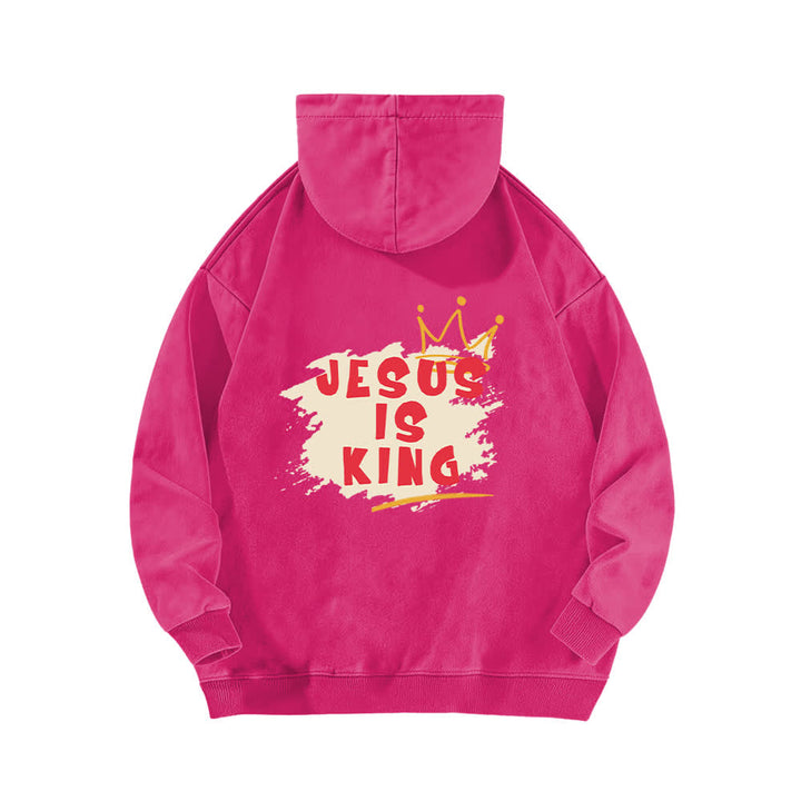 Christianartworkshop Sudadera con capucha lavada con estampado de la corona de Jesús como rey - image 16