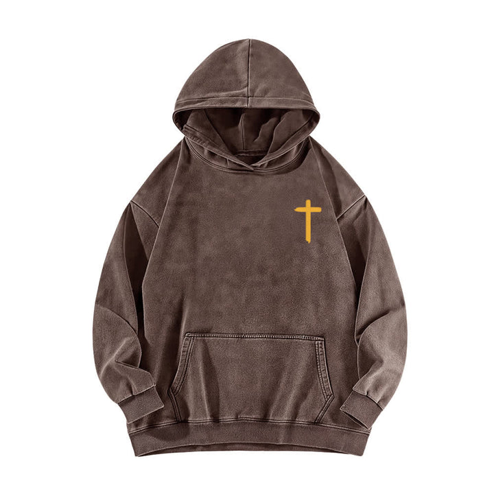 Christianartworkshop Sudadera con capucha lavada con estampado de la corona de Jesús como rey - image 11