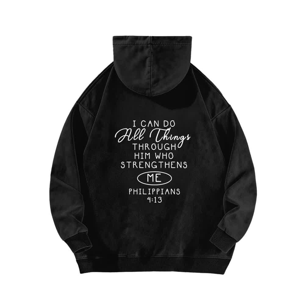 Christianartworkshop Sudadera con capucha lavada con diseño cruzado "Puedo hacer todas las cosas" - image 1