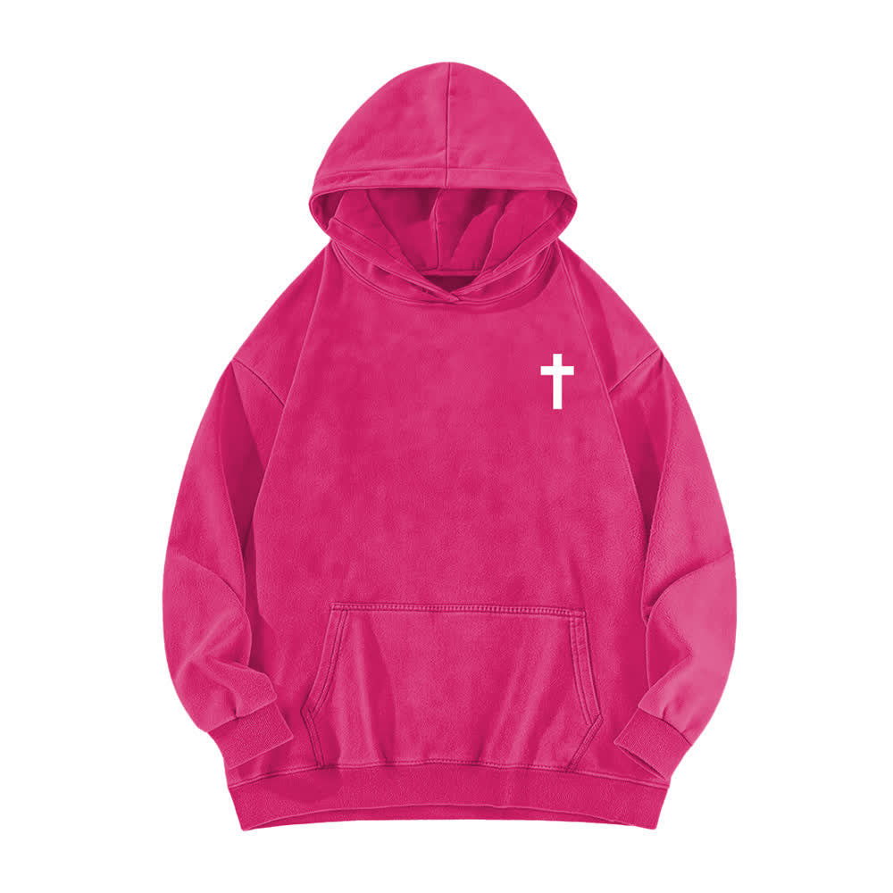 Christianartworkshop Sudadera con capucha lavada con diseño cruzado "Puedo hacer todas las cosas" - image 17