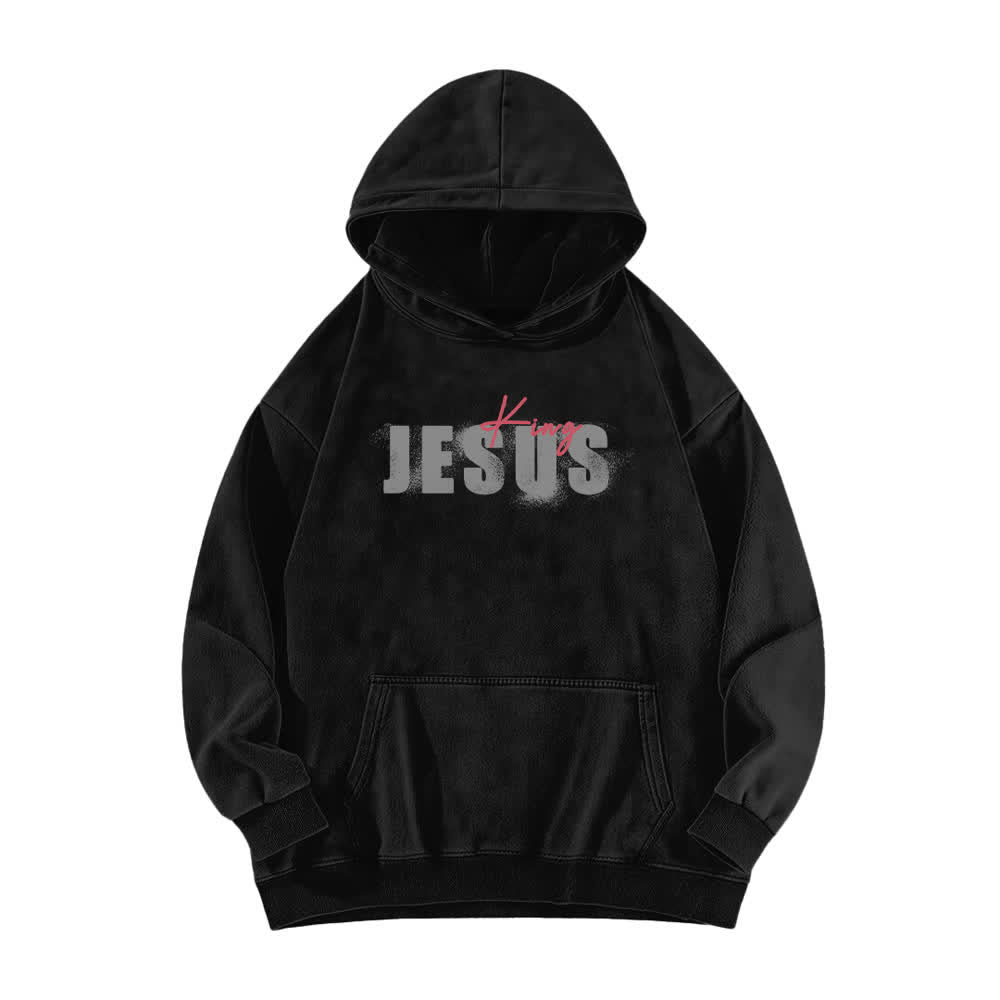 Christianartworkshop Sudadera con capucha lavada con estampado frontal y trasero de Jesús Rey - image 5