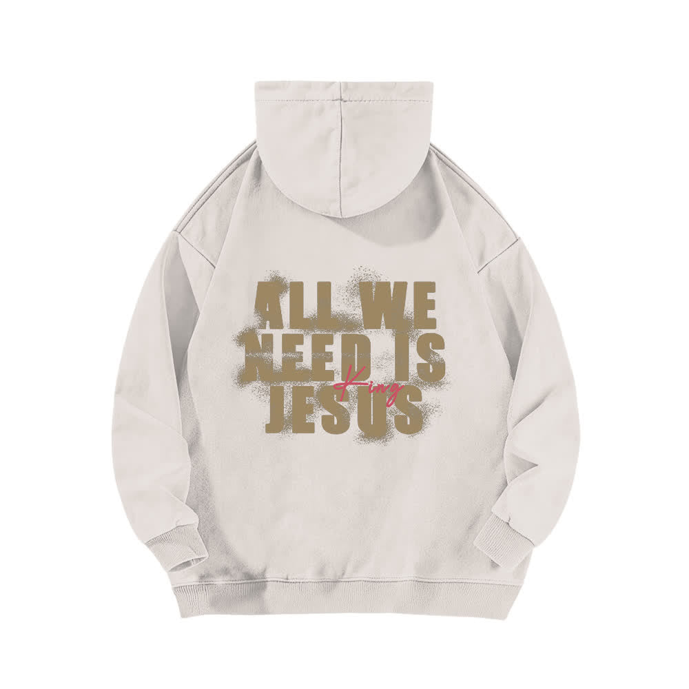 Christianartworkshop Sudadera con capucha lavada con estampado frontal y trasero de Jesús Rey - image 1