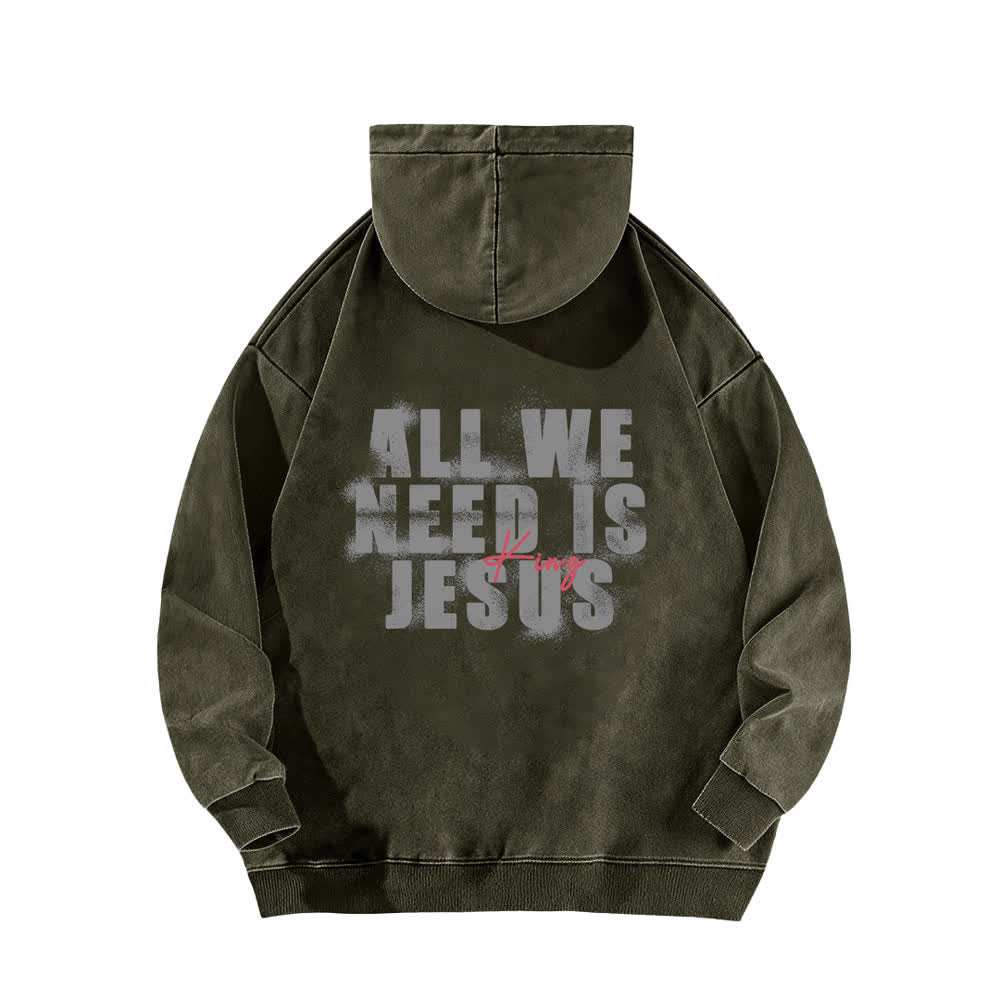 Christianartworkshop Sudadera con capucha lavada con estampado frontal y trasero de Jesús Rey - image 10
