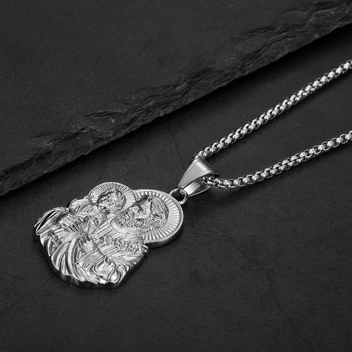 Christianartworkshop Collar con colgante de medallón de San José grabado: símbolo de la constante protección divina. - image 3