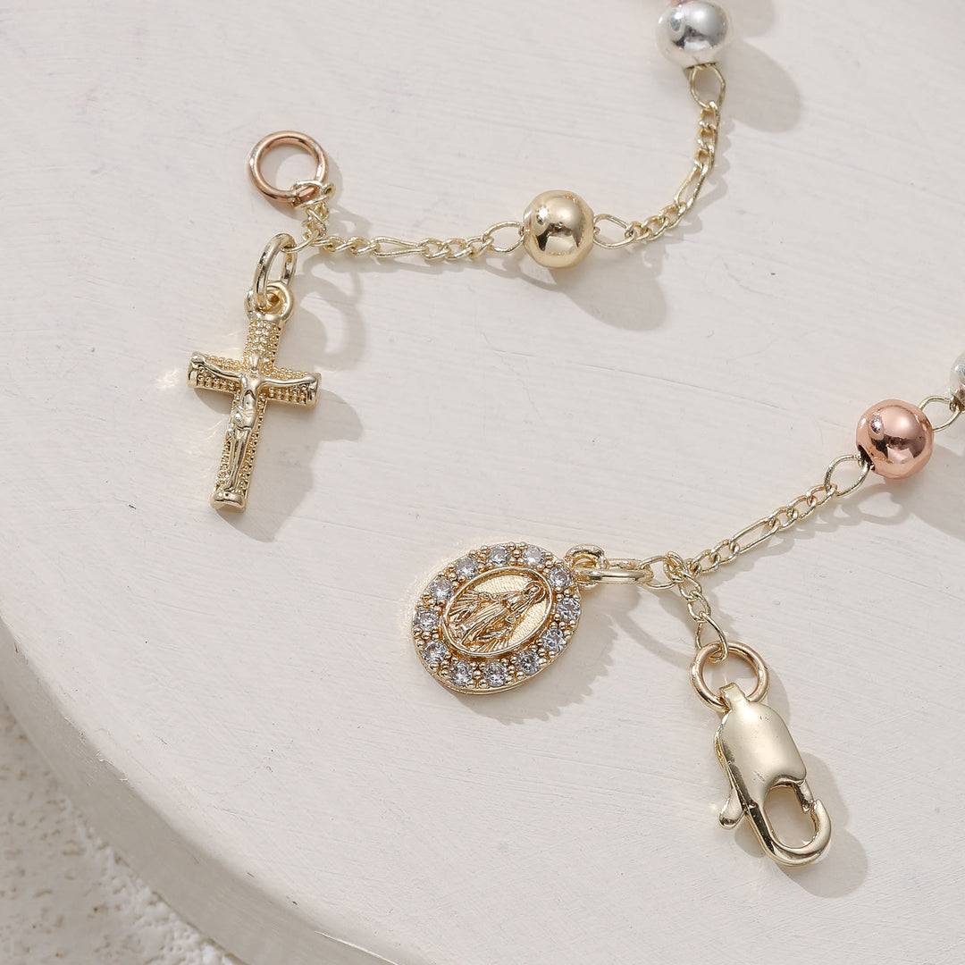 Christianartworkshop Pulsera con crucifijo y medalla de Nuestra Señora y San Benito: Emblema del consuelo divino - image 4