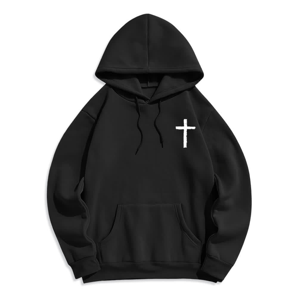 Christianartworkshop Sudadera con capucha forrada de felpa con diseño de la Cruz del Cepillo "Alabado sea el Señor" - image 8
