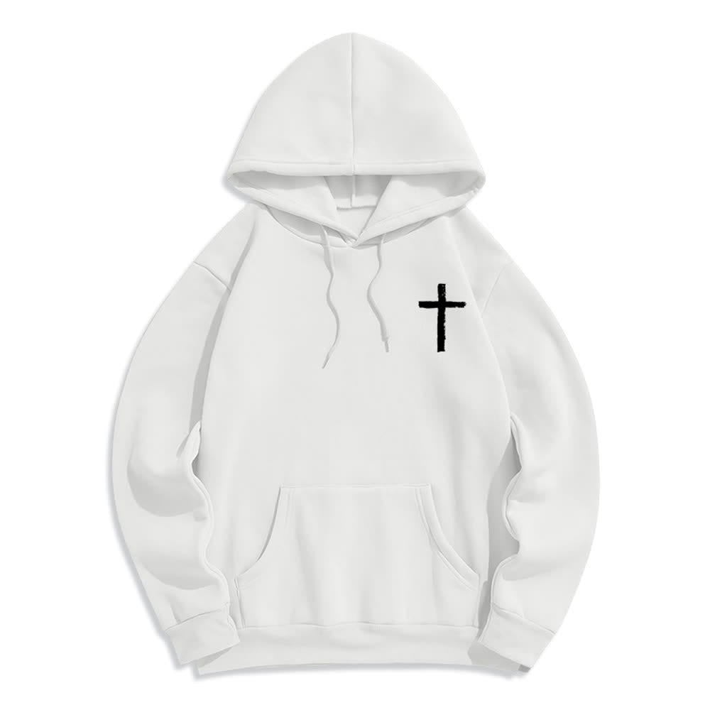 Christianartworkshop Sudadera con capucha forrada de felpa con diseño de la Cruz del Cepillo "Alabado sea el Señor" - image 5