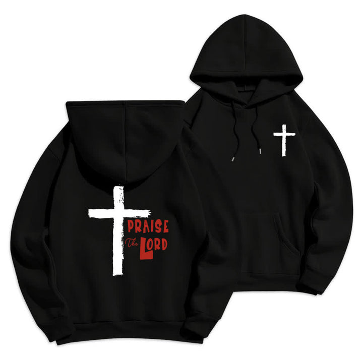 Christianartworkshop Sudadera con capucha forrada de felpa con diseño de la Cruz del Cepillo "Alabado sea el Señor" - Negro - 2XL - image 6