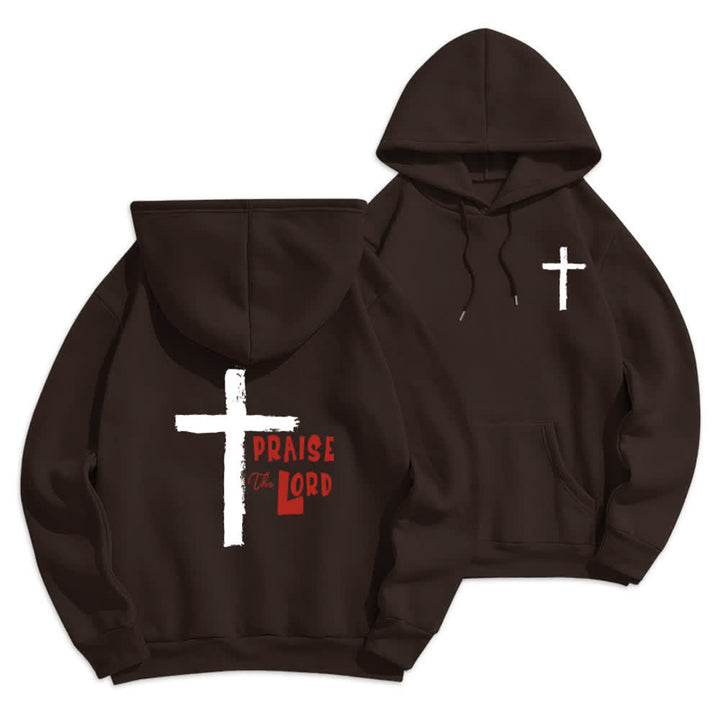 Christianartworkshop Sudadera con capucha forrada de felpa con diseño de la Cruz del Cepillo "Alabado sea el Señor" - Marrón - 2XL - image 12