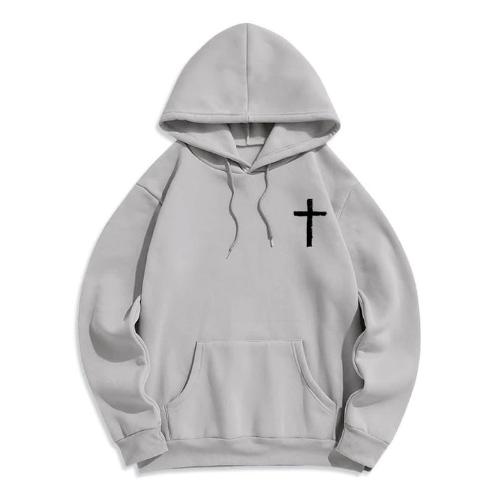 Christianartworkshop Sudadera con capucha forrada de felpa con diseño de la Cruz del Cepillo "Alabado sea el Señor" - image 11