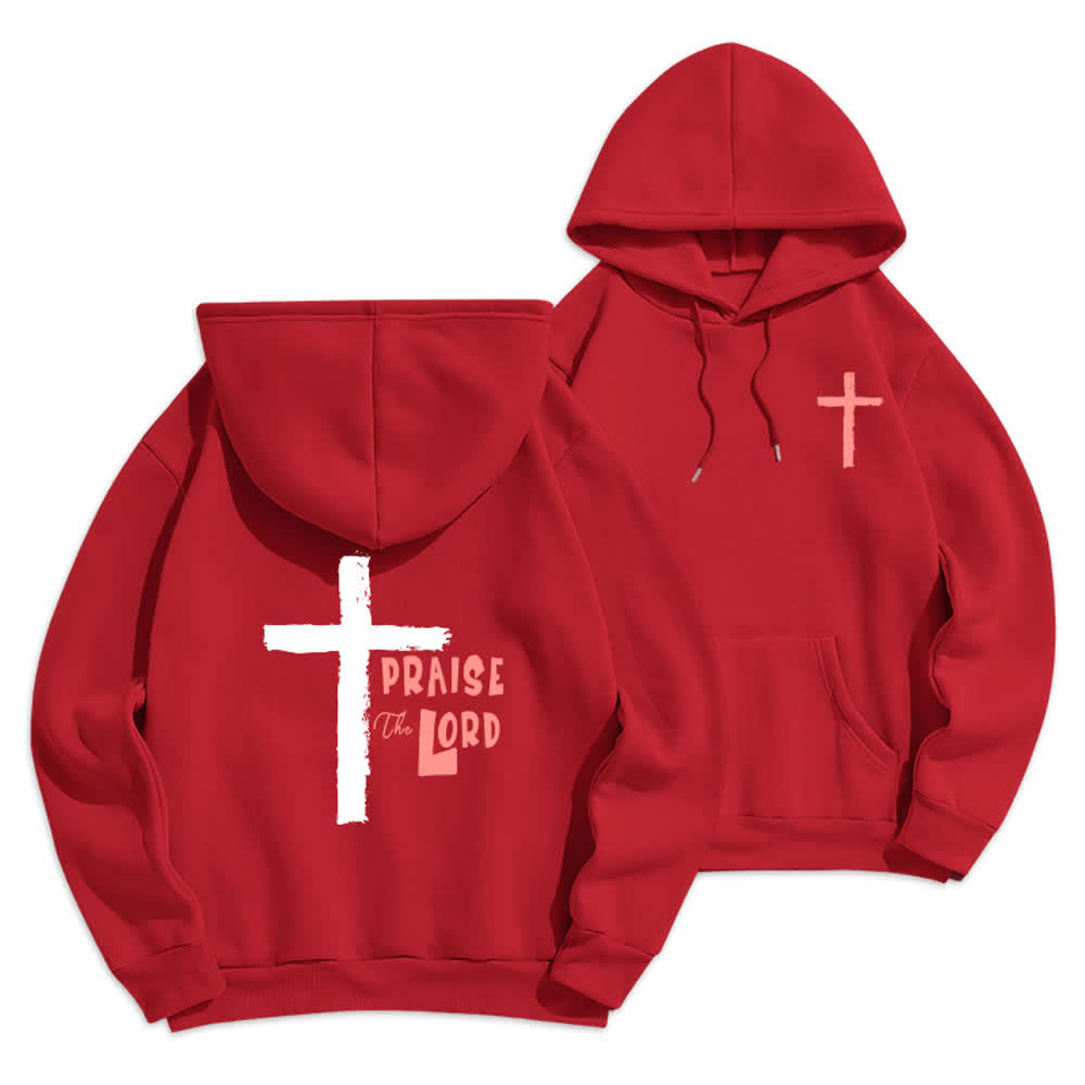 Christianartworkshop Sudadera con capucha forrada de felpa con diseño de la Cruz del Cepillo "Alabado sea el Señor" - Rojo - 2XL - image 18