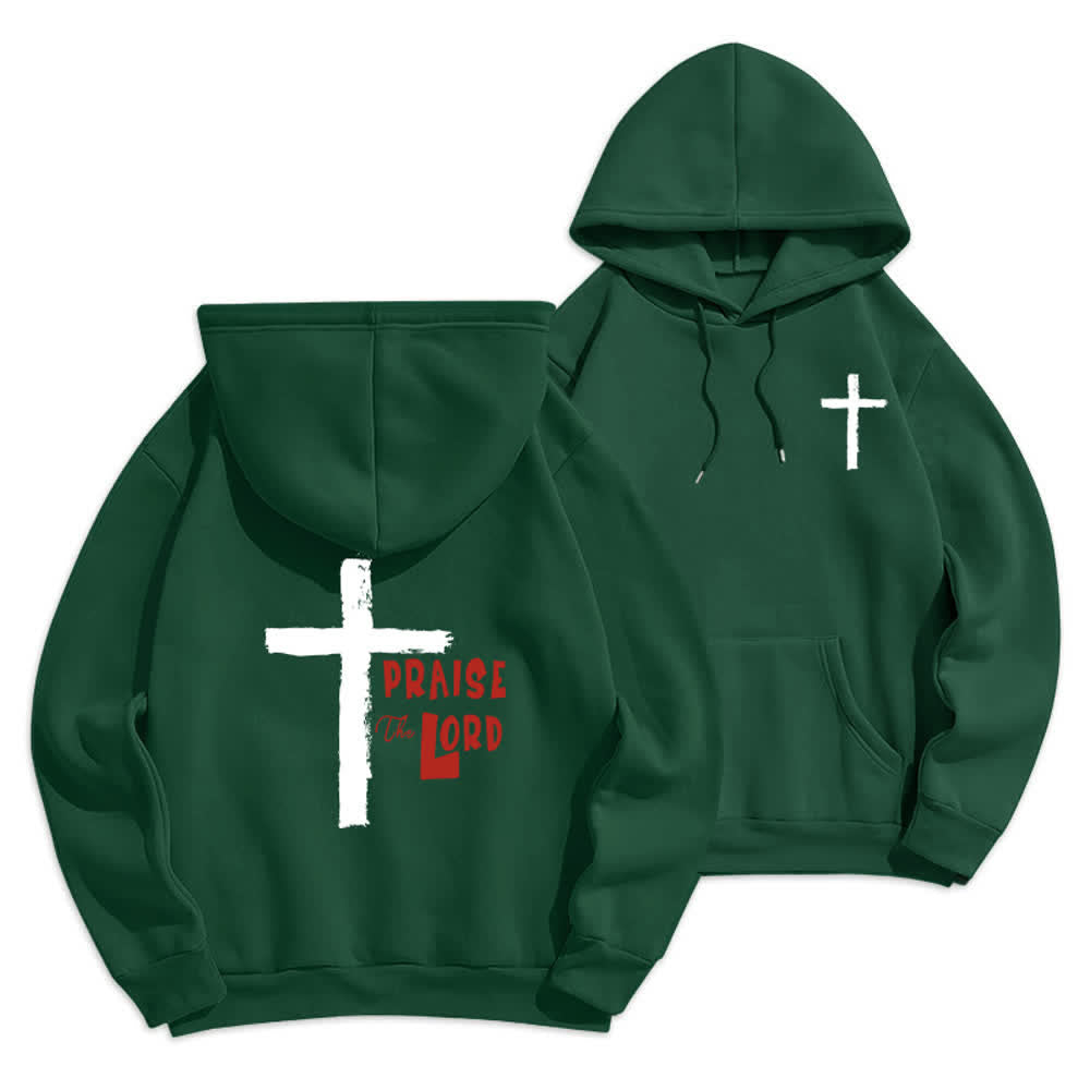 Christianartworkshop Sudadera con capucha forrada de felpa con diseño de la Cruz del Cepillo "Alabado sea el Señor" - Verde - 2XL - image 15
