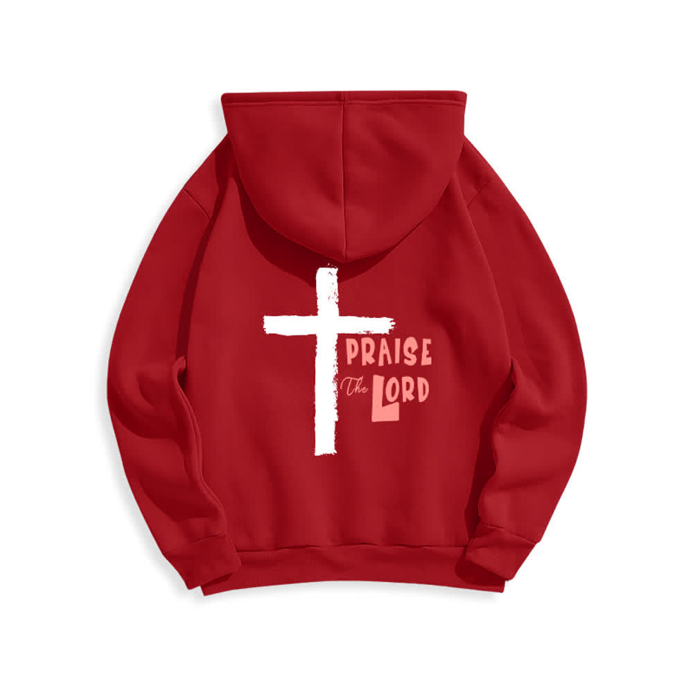 Christianartworkshop Sudadera con capucha forrada de felpa con diseño de la Cruz del Cepillo "Alabado sea el Señor" - image 19