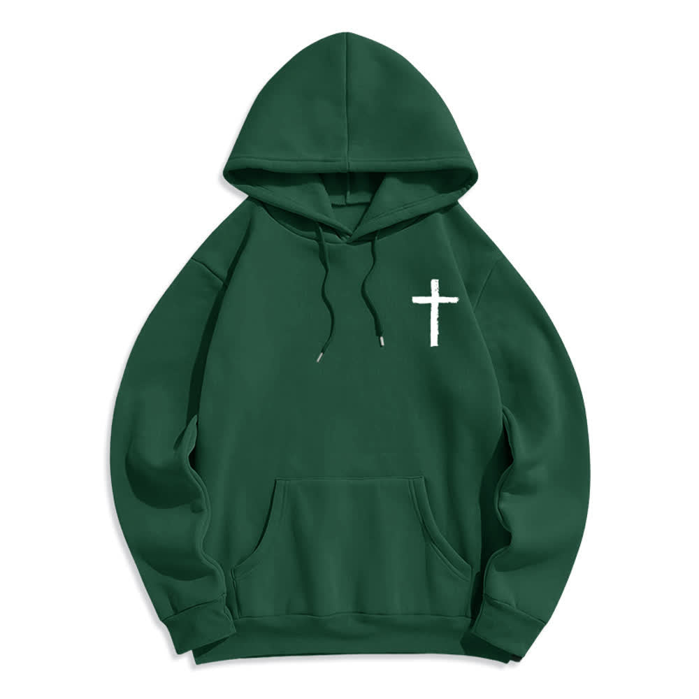 Christianartworkshop Sudadera con capucha forrada de felpa con diseño de la Cruz del Cepillo "Alabado sea el Señor" - image 17