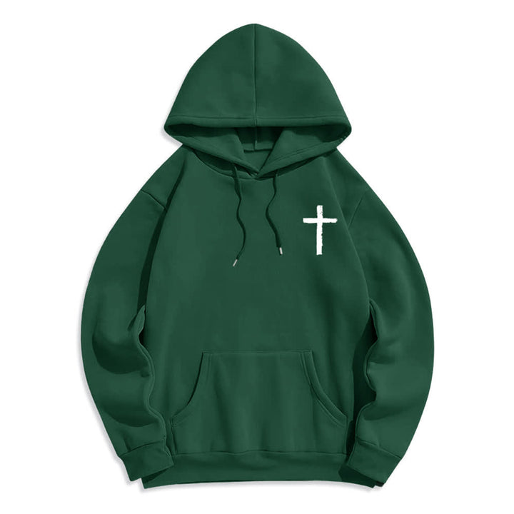 Christianartworkshop Sudadera con capucha forrada de felpa con diseño de la Cruz del Cepillo "Alabado sea el Señor" - image 17