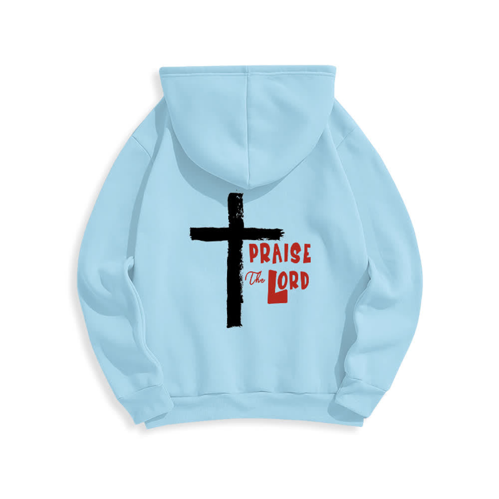 Christianartworkshop Sudadera con capucha forrada de felpa con diseño de la Cruz del Cepillo "Alabado sea el Señor" - image 22