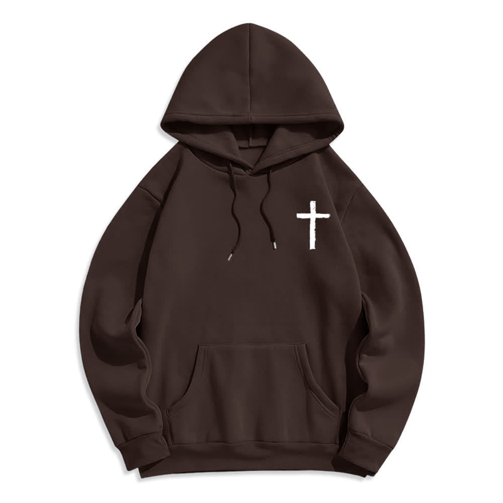 Christianartworkshop Sudadera con capucha forrada de felpa con diseño de la Cruz del Cepillo "Alabado sea el Señor" - image 14