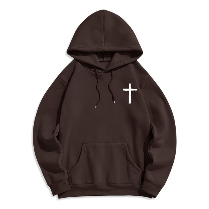 Christianartworkshop Sudadera con capucha forrada de felpa con diseño de la Cruz del Cepillo "Alabado sea el Señor" - image 14