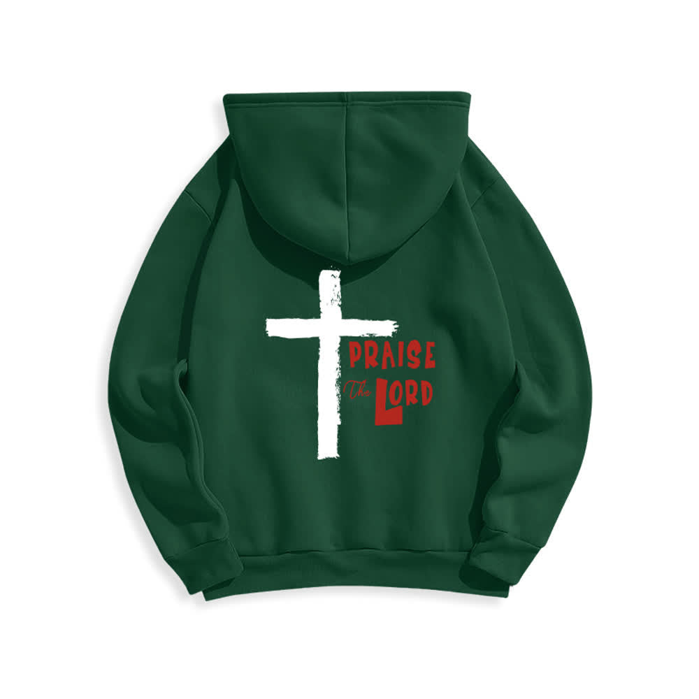 Christianartworkshop Sudadera con capucha forrada de felpa con diseño de la Cruz del Cepillo "Alabado sea el Señor" - image 16